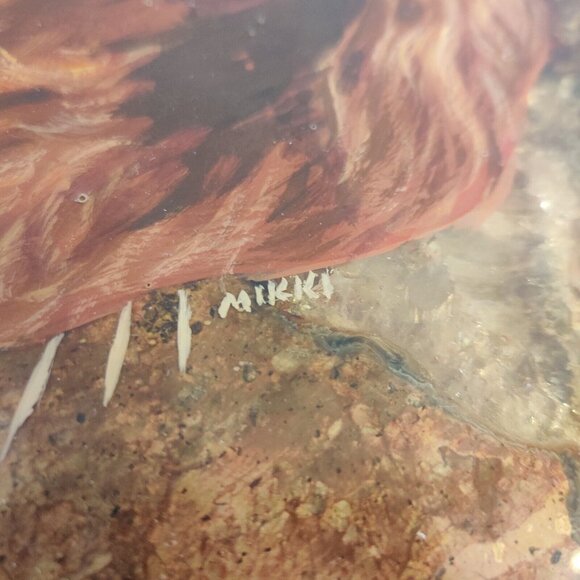 Hand Painted Agate Slab Art Of Irish Setter Dog Portrait 8.5x7" Signed - Picture 2 of 13